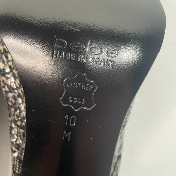 Bebe Grey Snakeskin Mule Square Toe - Picture 7 of 8